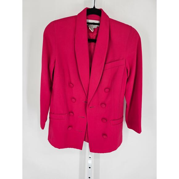 Laura Henson Women's Pink Rayon Blend Double Breasted Blazer Size 4P - Picture 1 of 4